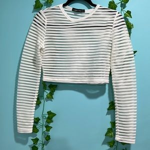 See-through stripped shirt